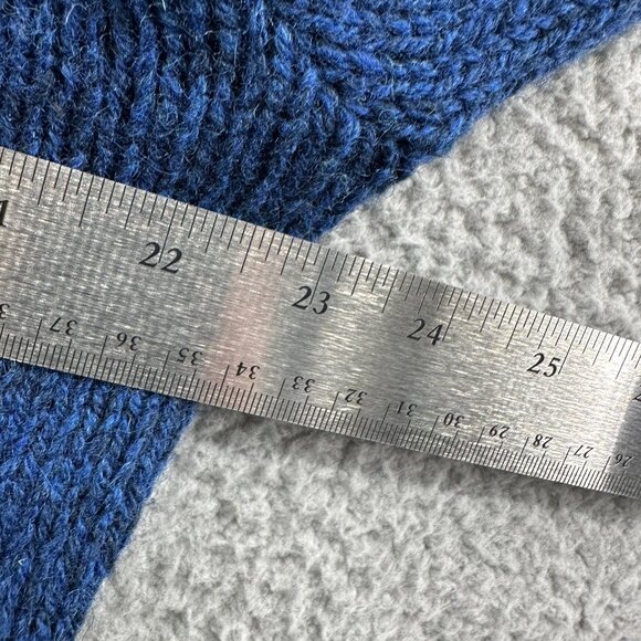 Vintage LL Bean Sweater Mens Large Blue Wool Nylon Shawl Collar Pullover USA 80s - Picture 8 of 11